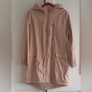 Zara Light Pink Lined Hooded Raincoat - Size Medium